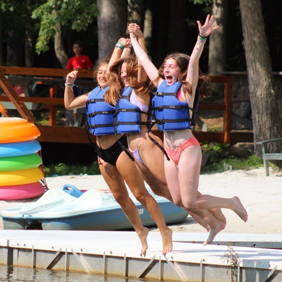 Kids choosing to jump in the lake at Camp Lindenmere Summer Camp