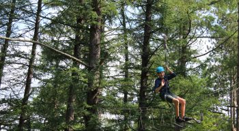 Camper choosing to go on the Zipline